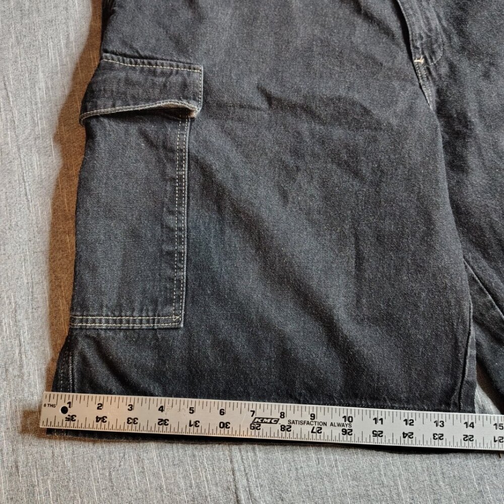 VINTAGE Polo Jeans Shorts Mens Size 40 Dark Wash Black Artillery Cargo Baggy Y2K - Picture 8 of 13